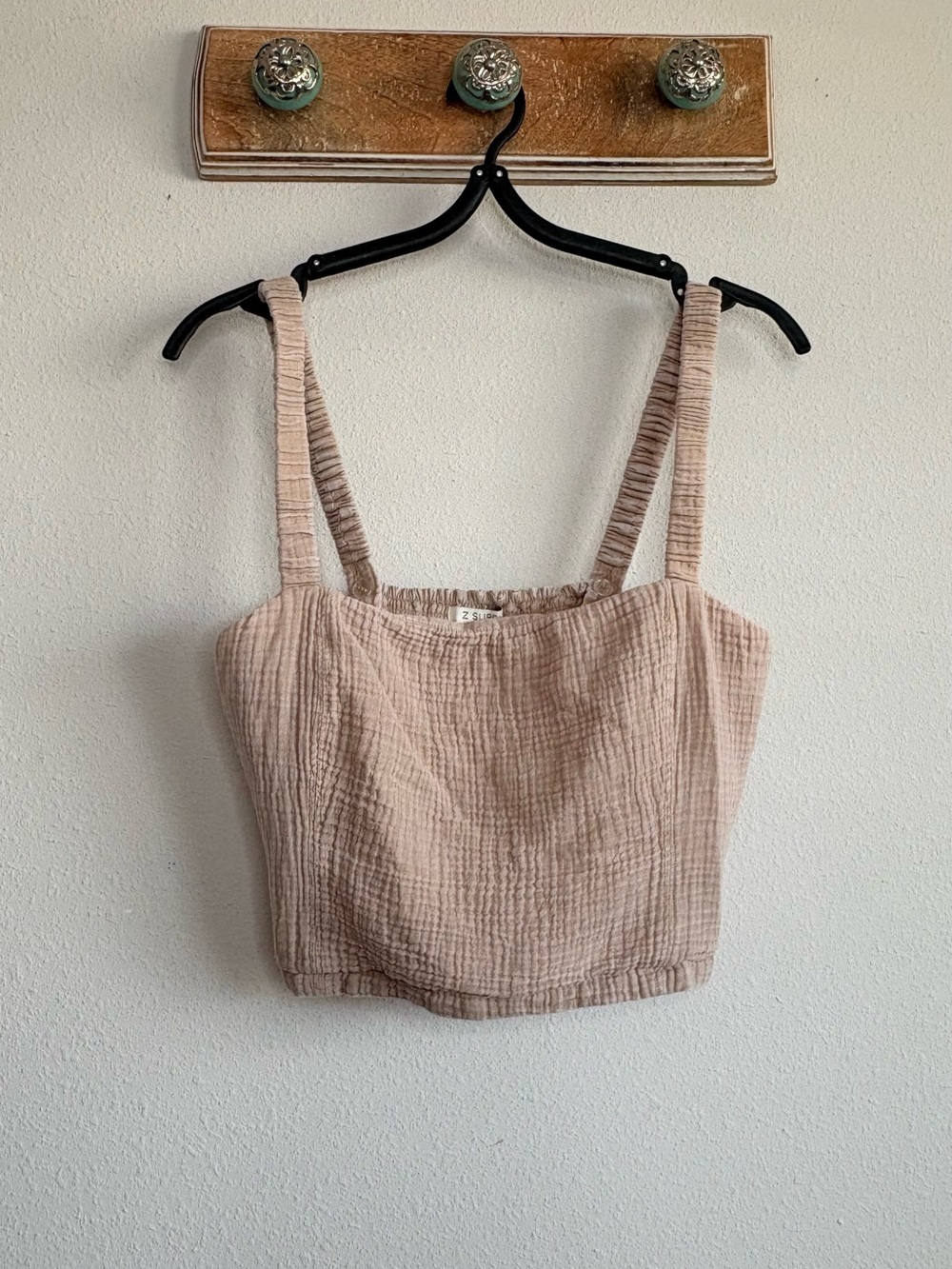 Z Supply Creamy Tan Textured Square-Neck Crop Tank